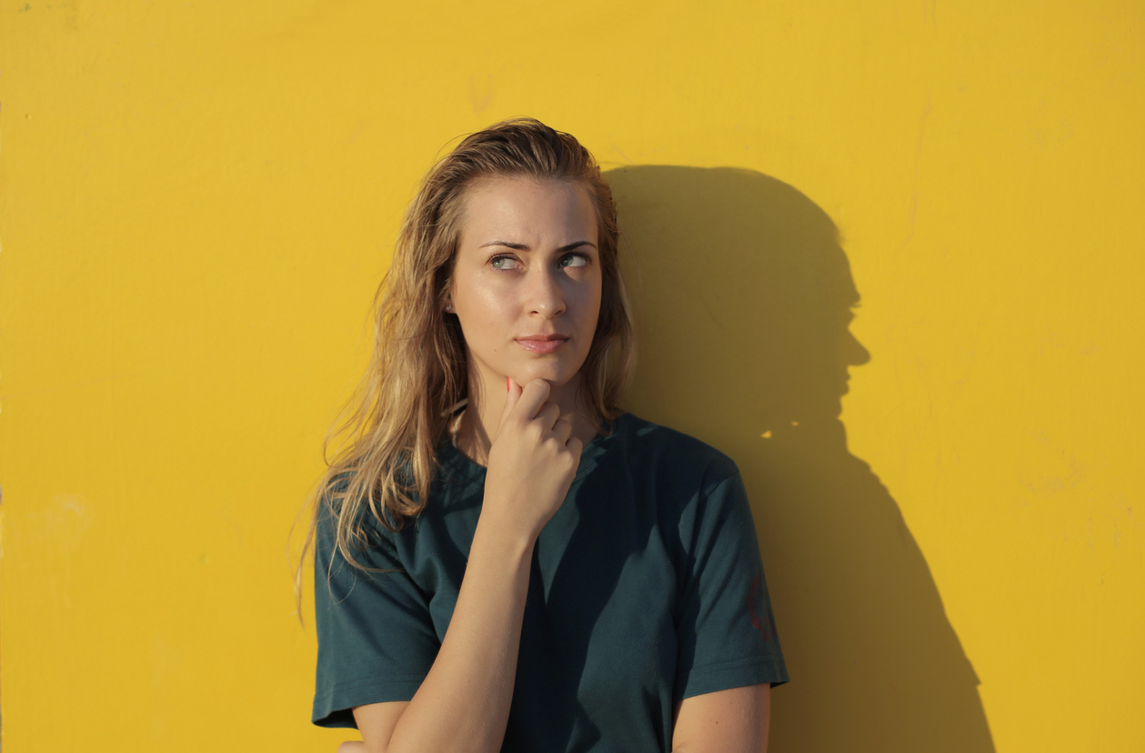 Woman In Crew Neck T-shirt